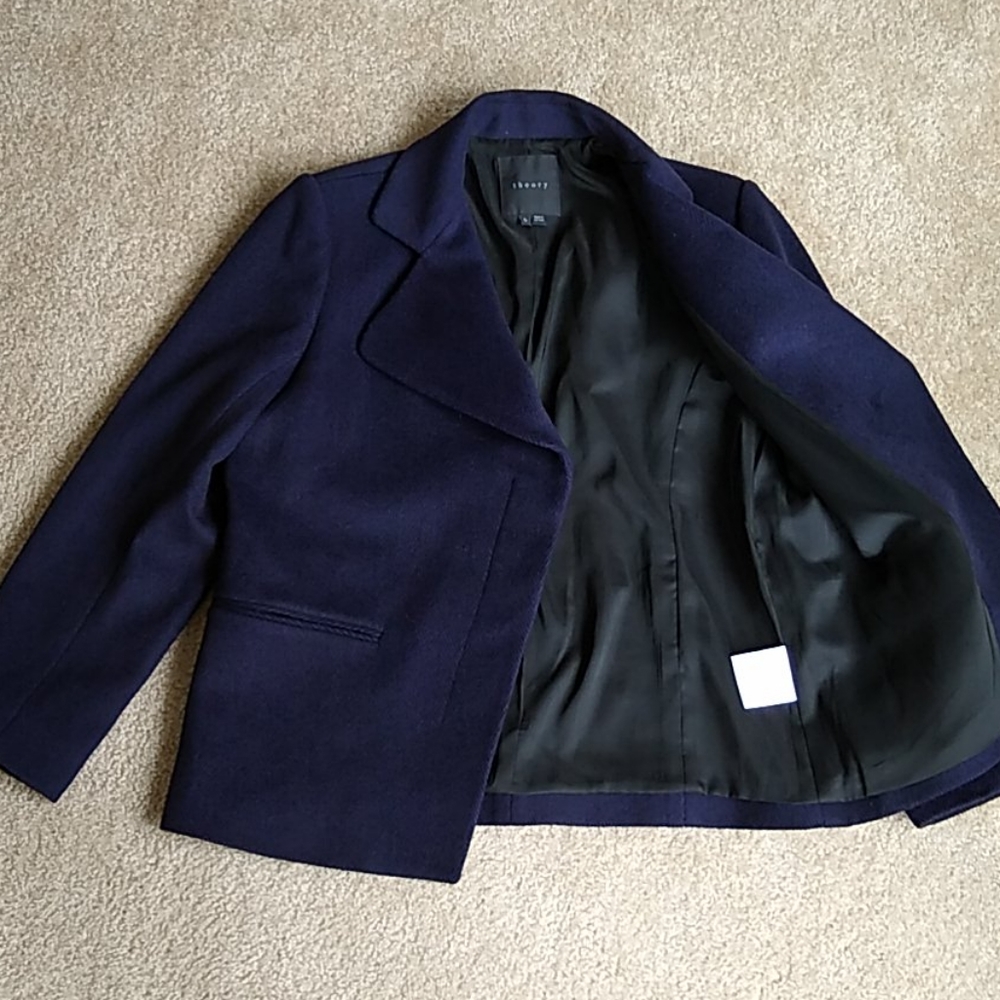 Theory L purple/black wool jacket. - Picture 2 of 9